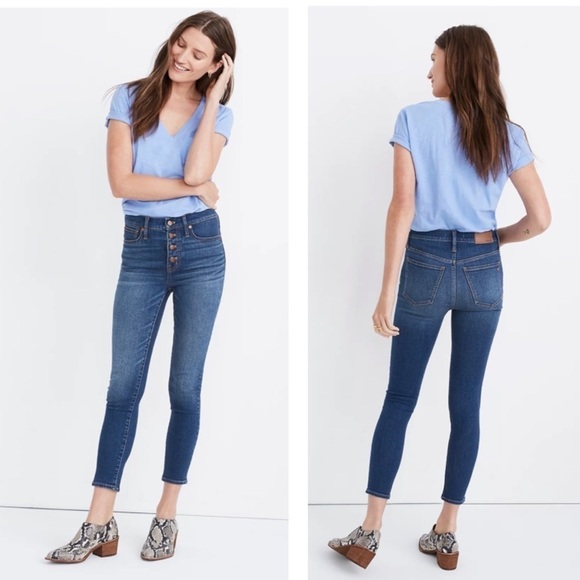 Madewell 9" Mid-Rise Skinny Crop Jeans: Button-Front TENCEL - Picture 1 of 10